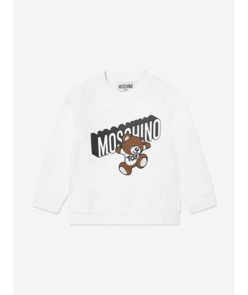 Moschino Baby Boys Teddy Logo Sweatshirt in White pas cher