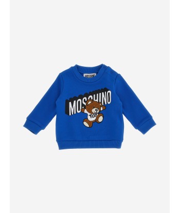 Moschino Baby Boys Teddy Logo Sweatshirt in Blue Toutes les collections ici