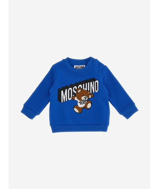 Moschino Baby Boys Teddy Logo Sweatshirt in Blue Toutes les collections ici