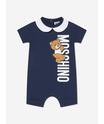 Moschino Baby Boys Teddy Logo Romper in Navy de l' environnement