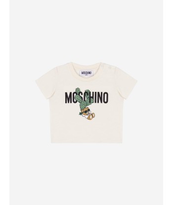 Moschino Baby Teddy Logo T-Shirt in Ivory online