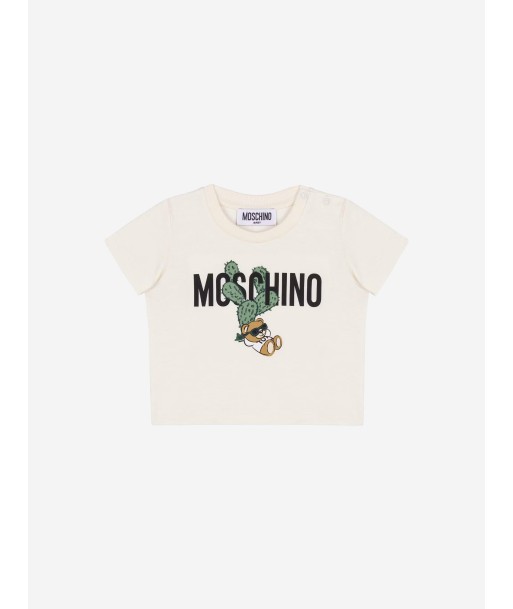 Moschino Baby Teddy Logo T-Shirt in Ivory online