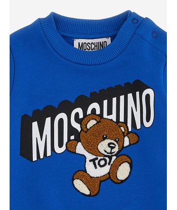 Moschino Baby Boys Teddy Logo Sweatshirt in Blue Toutes les collections ici