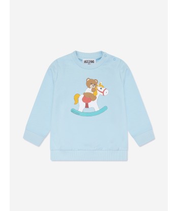 Moschino Baby Teddy Rocking Horse Sweatshirt in Blue acheter en ligne