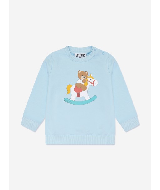 Moschino Baby Teddy Rocking Horse Sweatshirt in Blue acheter en ligne