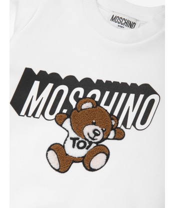 Moschino Baby Boys Teddy Logo Sweatshirt in White pas cher