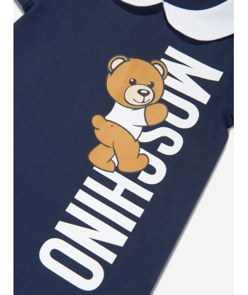 Moschino Baby Boys Teddy Logo Romper in Navy de l' environnement