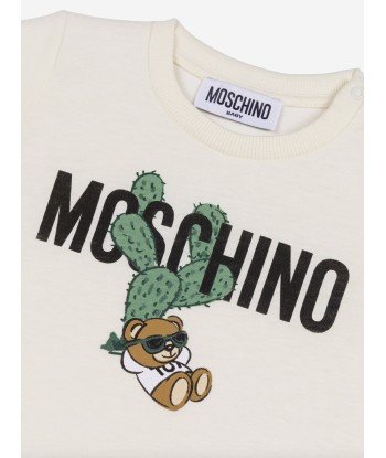 Moschino Baby Teddy Logo T-Shirt in Ivory online