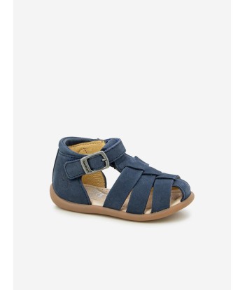 Pom D'Api Baby Leather Stand-Up Papy Sandals in Navy Profitez des Offres !