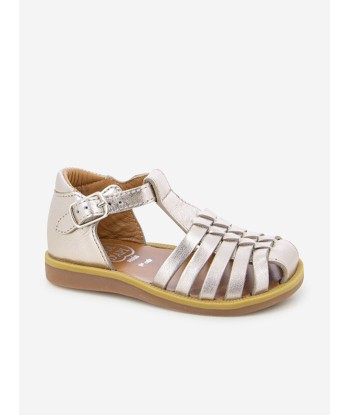 Pom D'Api Girls Leather Poppy Pitti Sandals in Gold des créatures d'habitude