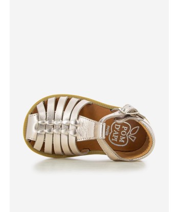 Pom D'Api Girls Leather Poppy Pitti Sandals in Gold des créatures d'habitude