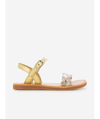 Pom D'Api Girls Leather Plagette Ferns Sandals in Gold hantent personnes