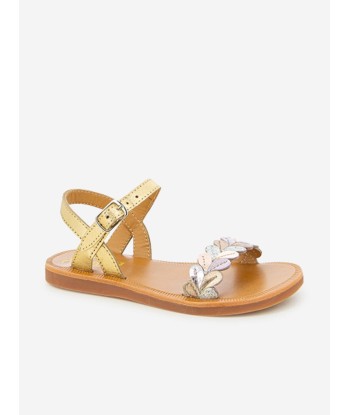 Pom D'Api Girls Leather Plagette Ferns Sandals in Gold hantent personnes