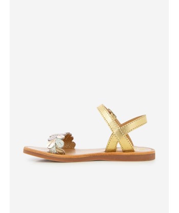 Pom D'Api Girls Leather Plagette Ferns Sandals in Gold hantent personnes