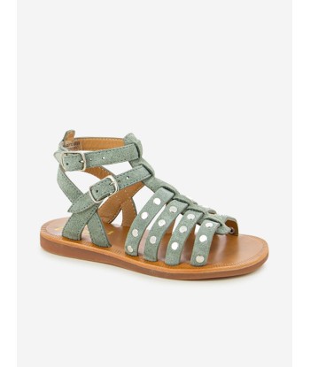 Pom D'Api Girls Leather Plagette Stud Sandals in Grey pour bénéficier 