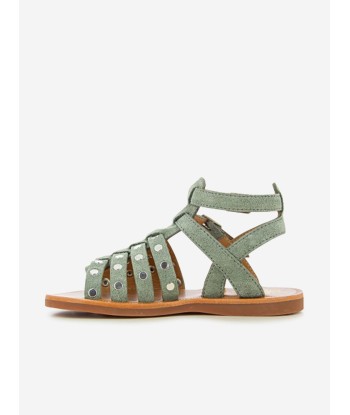 Pom D'Api Girls Leather Plagette Stud Sandals in Grey pour bénéficier 