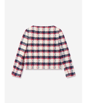 Versace Girls Tartan Tweed Jacket in White en ligne des produits 