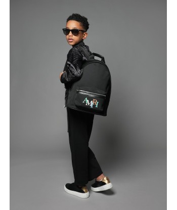 Amiri Kids Staggered Logo Backpack in Black (30cm) pas cher