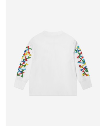 Amiri Kids Bones Scribble Long Sleeve T-Shirt in White l'achat 