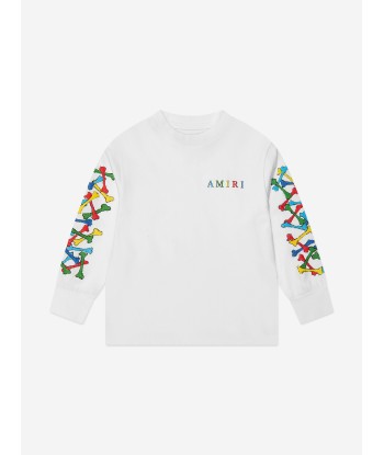 Amiri Kids Bones Scribble Long Sleeve T-Shirt in White l'achat 