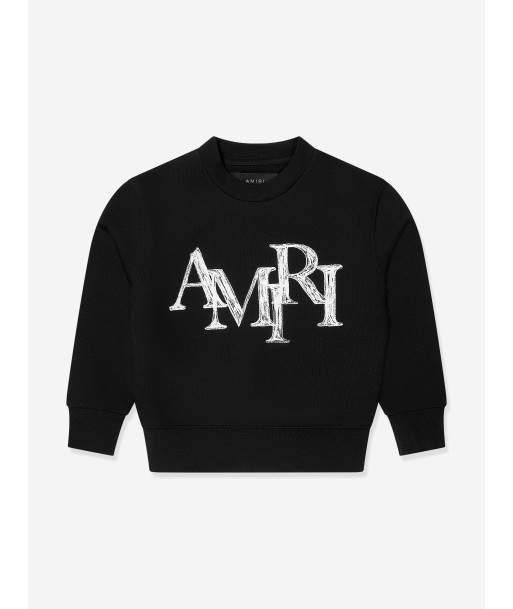 Amiri Kids Logo Staggered Scribble Sweatshirt in Black brillant des détails fins