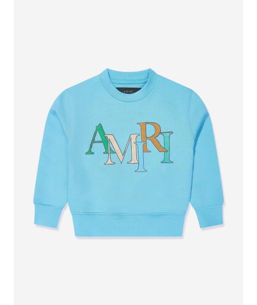 Amiri Kids Logo Staggered Scribble Sweatshirt in Blue en linge