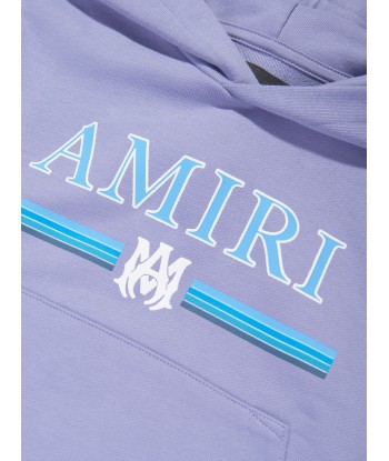 Amiri Kids Logo Gradient Bar Hoodie in Blue chez Cornerstreet bien 