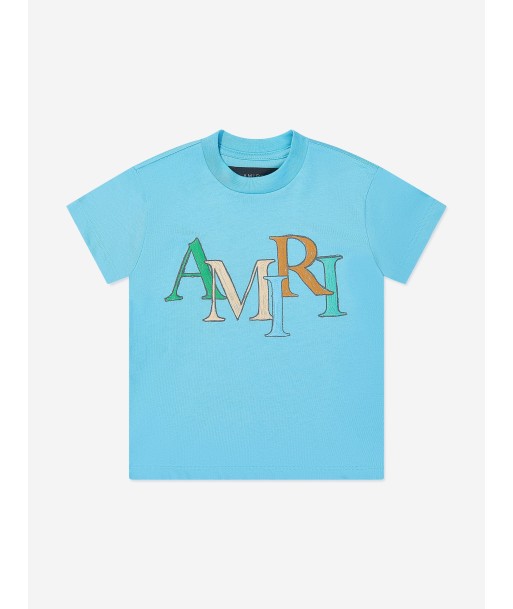 Amiri Kids Staggered Scribble Logo T-Shirt in Blue Voir les baskets