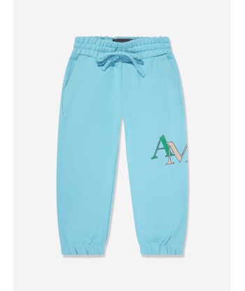 Amiri Kids Staggered Scribble Logo Joggers in Blue de l' environnement