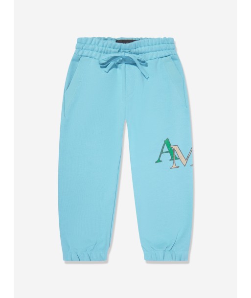 Amiri Kids Staggered Scribble Logo Joggers in Blue de l' environnement