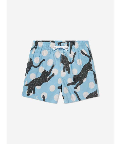 Amiri Boys Leopard Polka Dots Swim Trunks in Blue Les magasins à Paris et en Île-de-France