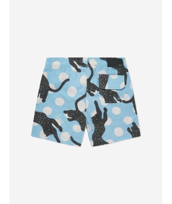 Amiri Boys Leopard Polka Dots Swim Trunks in Blue Les magasins à Paris et en Île-de-France