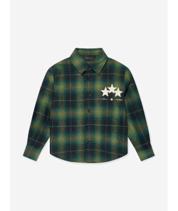 Amiri Boys Stars Flannel Shirt in Green la chaussure