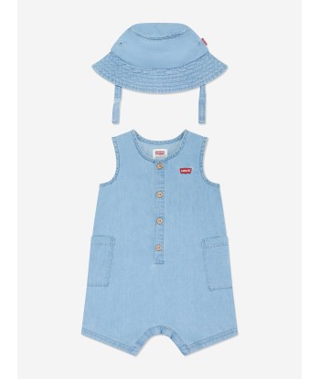 Levi's Baby Boys Denim Romper Set in Blue pas cheres