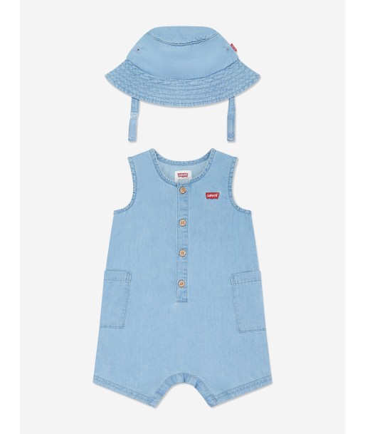 Levi's Baby Boys Denim Romper Set in Blue pas cheres