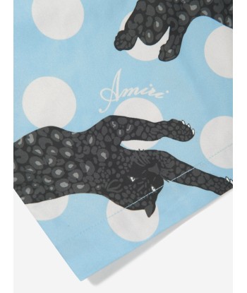 Amiri Boys Leopard Polka Dots Swim Trunks in Blue Les magasins à Paris et en Île-de-France