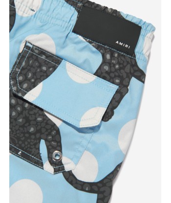 Amiri Boys Leopard Polka Dots Swim Trunks in Blue Les magasins à Paris et en Île-de-France