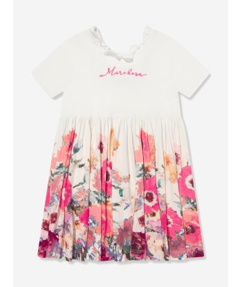 Marchesa Girls Logo Embroidered Floral Dress in Multicolour du meilleur 