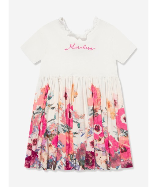 Marchesa Girls Logo Embroidered Floral Dress in Multicolour du meilleur 