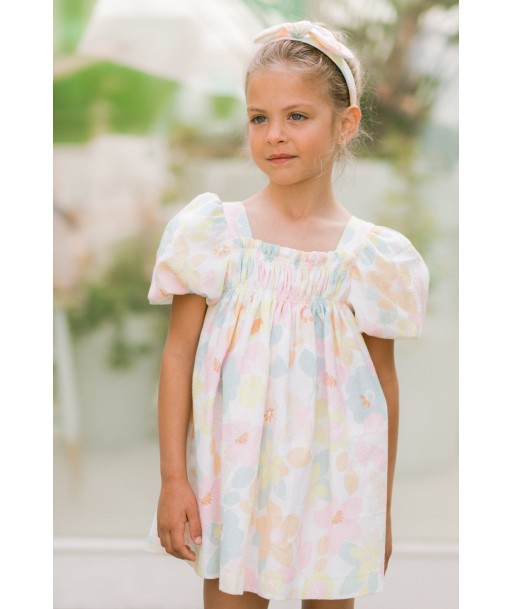 Paz Rodriguez Girls Floral Cotton Dress in Multicolour pas cheres