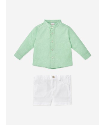 Paz Rodriguez Boys Shirt And Shorts Set in Green paiement sécurisé