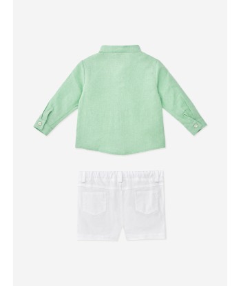 Paz Rodriguez Boys Shirt And Shorts Set in Green paiement sécurisé