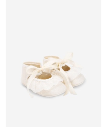 Paz Rodriguez Baby Girls Ruffle Pre-Walkers Shoes in Ivory pas chere