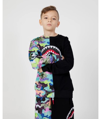 Sprayground Boys Camo 100 Split Crew Neck Sweatshirt in Multicolour pas chere