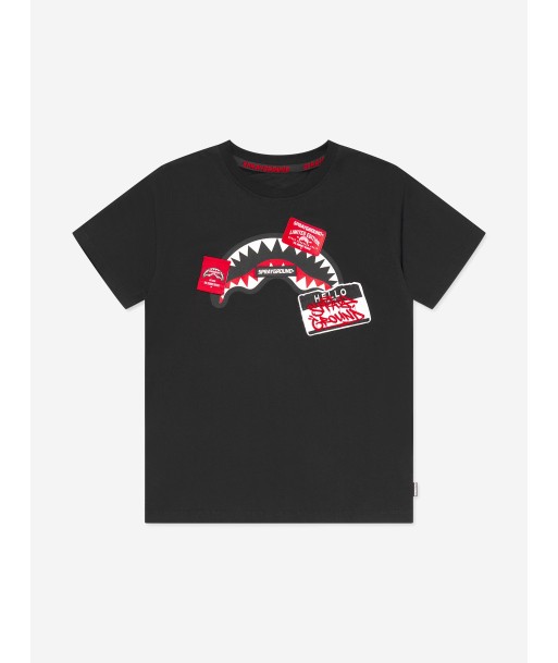 Sprayground Boys Label Shark T-Shirt in Black shop