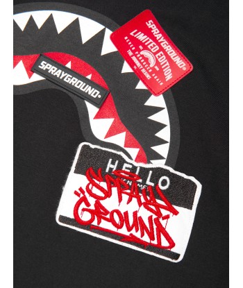 Sprayground Boys Label Shark T-Shirt in Black shop