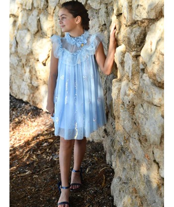 Angels Face Girls Dominique Sequin Butterfly Dress in Blue shop