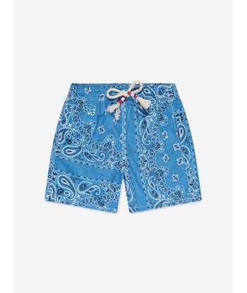 MC2 Saint Barth Boys Bandana Print Swim Shorts in Blue Découvrez la collection