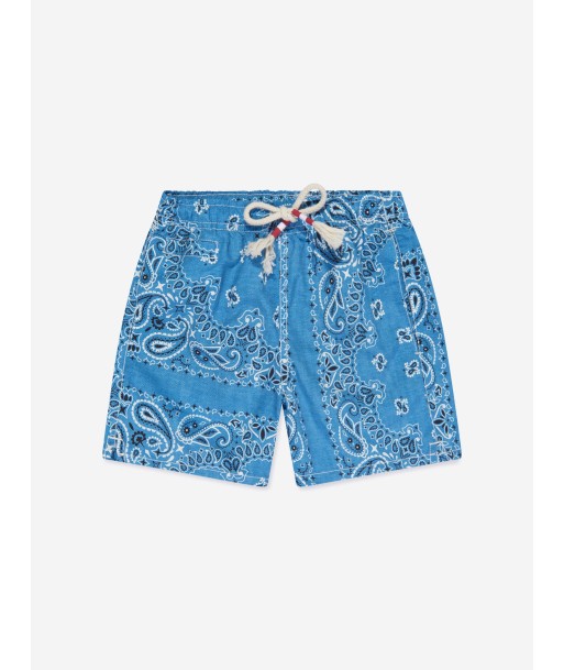 MC2 Saint Barth Boys Bandana Print Swim Shorts in Blue Découvrez la collection