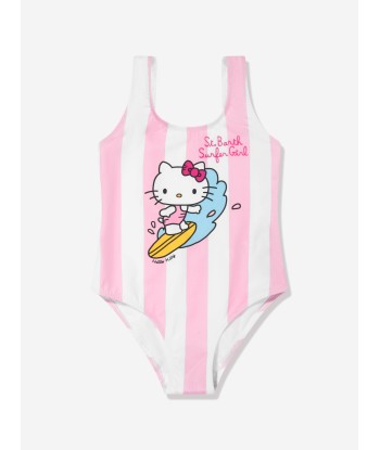 MC2 Saint Barth Girls Hello Kitty Striped Swimsuit in Pink livraison gratuite